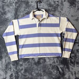 Womens Abercrombie and Fitch Rugby Long Sleeve Cropped Collard Size Small Stripe